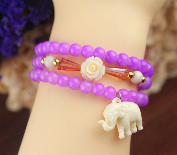 OT00065 Fashion elephants bracelets flowers 