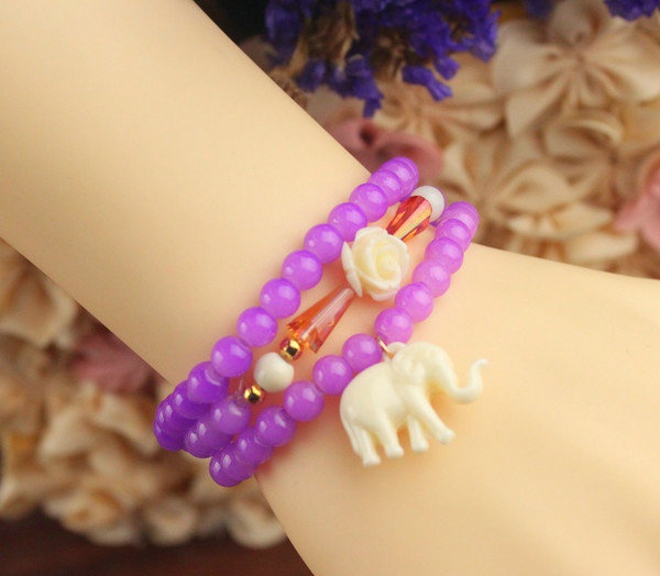 OT00065 Fashion elephants bracelets flowers 